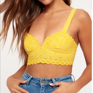 NWOT Free People Ezra Yellow Eyeley Bralette Crop